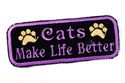 Picture of Cats make life better 1 1/4"H x 3 1/4"W purple